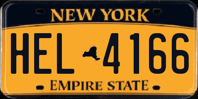 NY license plate HEL4166