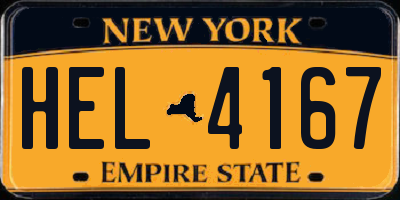 NY license plate HEL4167