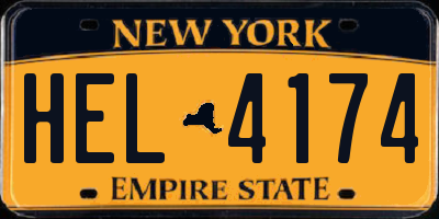 NY license plate HEL4174