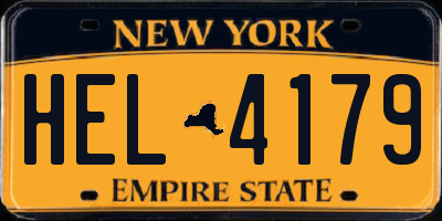 NY license plate HEL4179