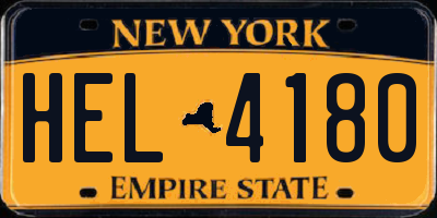 NY license plate HEL4180
