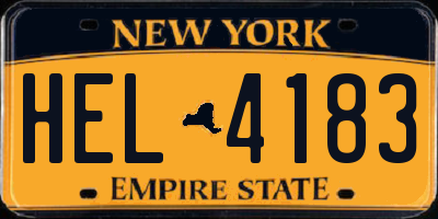 NY license plate HEL4183