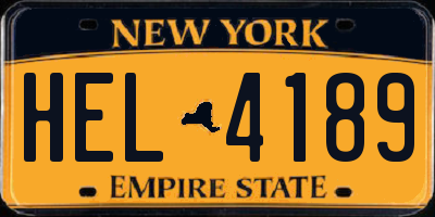NY license plate HEL4189