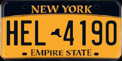NY license plate HEL4190