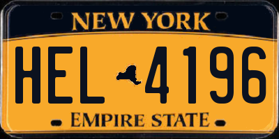 NY license plate HEL4196