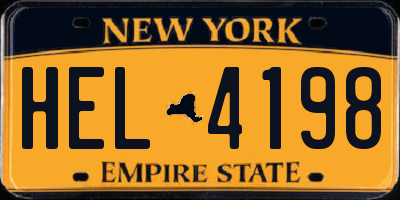 NY license plate HEL4198