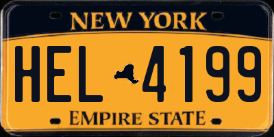 NY license plate HEL4199