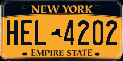 NY license plate HEL4202