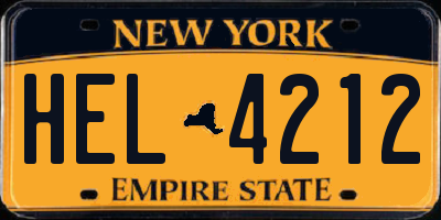 NY license plate HEL4212