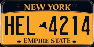 NY license plate HEL4214