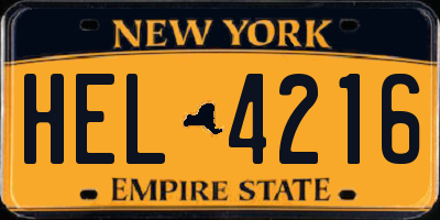 NY license plate HEL4216