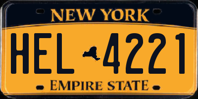 NY license plate HEL4221
