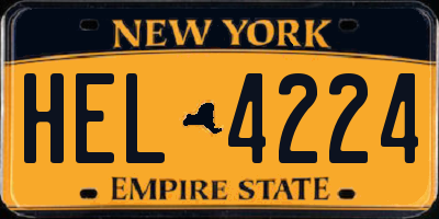 NY license plate HEL4224