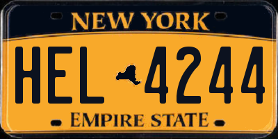 NY license plate HEL4244