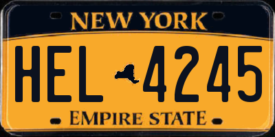 NY license plate HEL4245