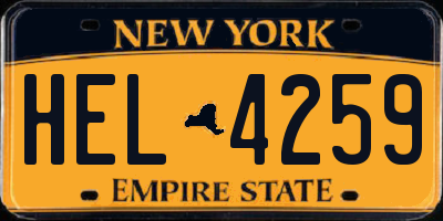 NY license plate HEL4259