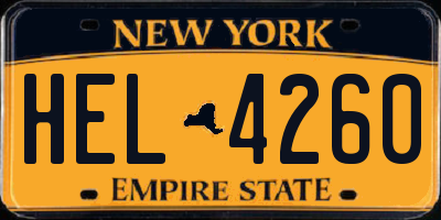 NY license plate HEL4260