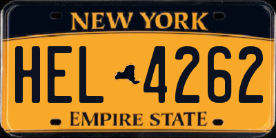 NY license plate HEL4262