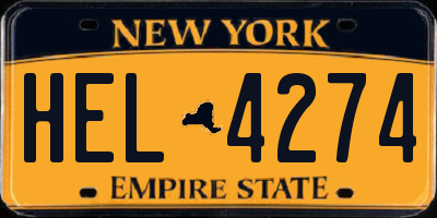 NY license plate HEL4274