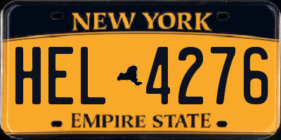 NY license plate HEL4276