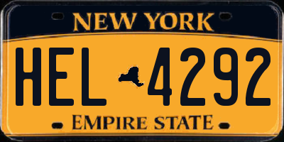 NY license plate HEL4292