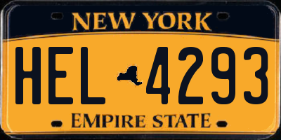 NY license plate HEL4293
