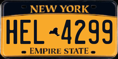 NY license plate HEL4299