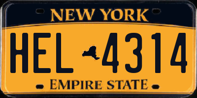 NY license plate HEL4314
