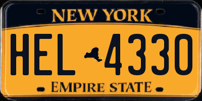 NY license plate HEL4330