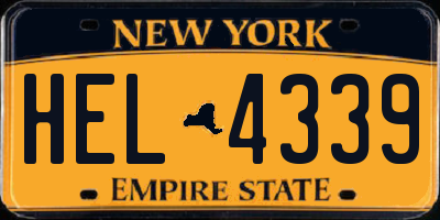 NY license plate HEL4339