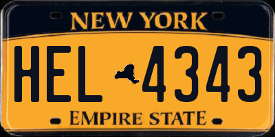NY license plate HEL4343