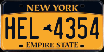NY license plate HEL4354