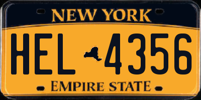 NY license plate HEL4356
