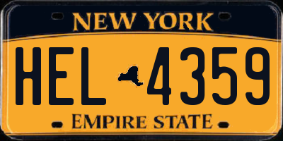 NY license plate HEL4359