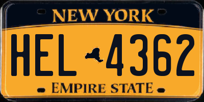 NY license plate HEL4362
