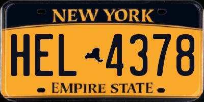 NY license plate HEL4378