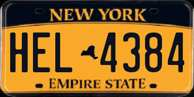 NY license plate HEL4384