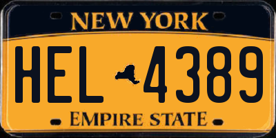 NY license plate HEL4389