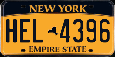 NY license plate HEL4396