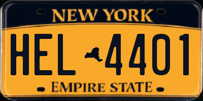 NY license plate HEL4401