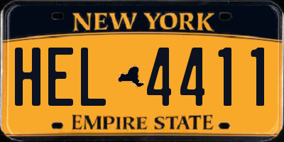 NY license plate HEL4411