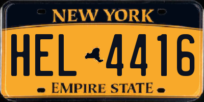 NY license plate HEL4416