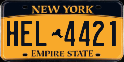 NY license plate HEL4421