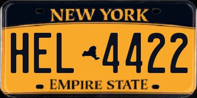 NY license plate HEL4422