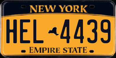 NY license plate HEL4439