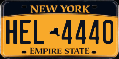 NY license plate HEL4440
