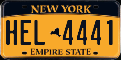NY license plate HEL4441