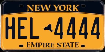 NY license plate HEL4444