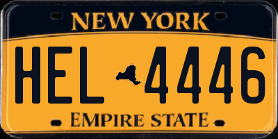 NY license plate HEL4446