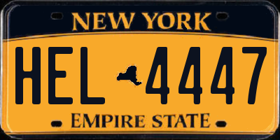 NY license plate HEL4447